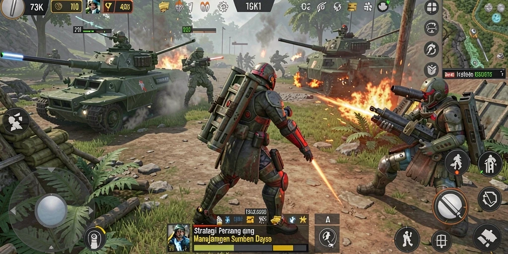 Tampilan gameplay <strong>73K</strong> yang menegangkan dan penuh strategi.