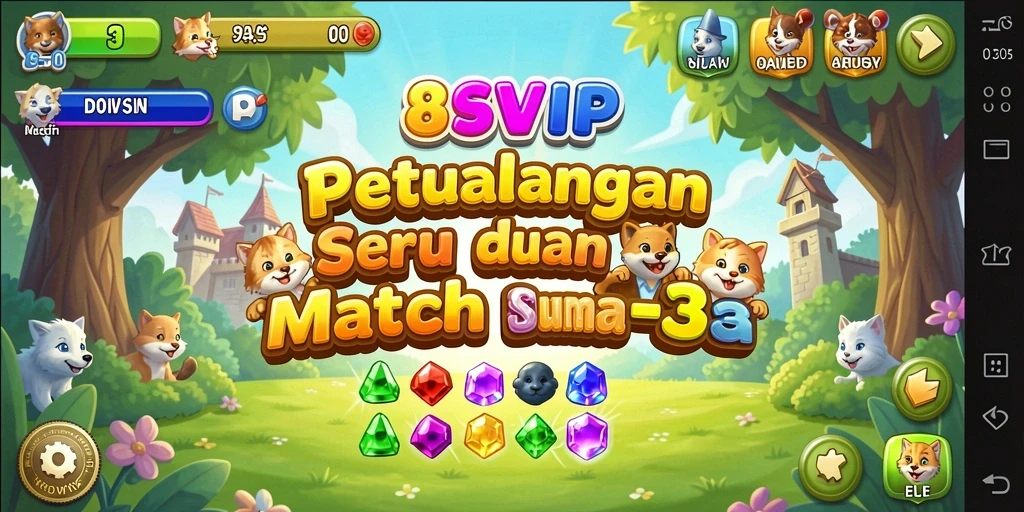 Tangkapan layar 8SVIP menampilkan gameplay seru dalam tantangan Match-3.
