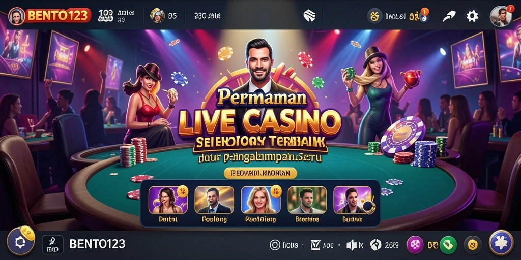 Screenshot utama BENTO123 menampilkan gameplay Live Casino yang menarik.