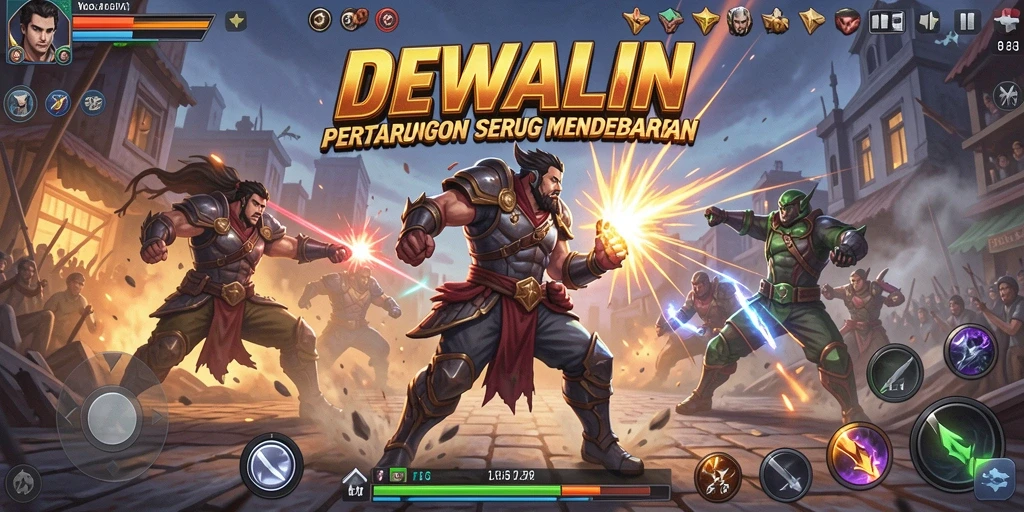 Tampilan seru dari gameplay DEWALIN saat pertarungan sengit.