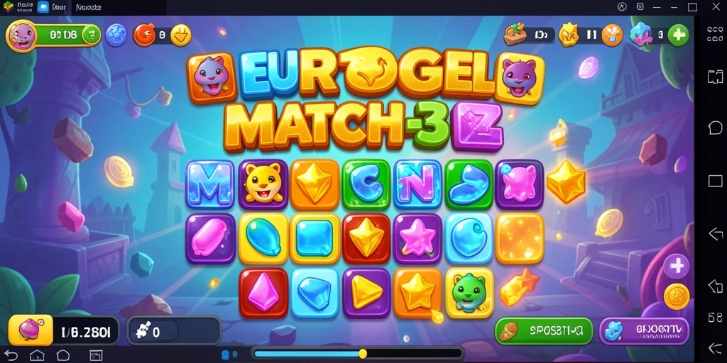 Screenshot gameplay EUROTOGEL yang menampilkan level Match-3 yang seru.