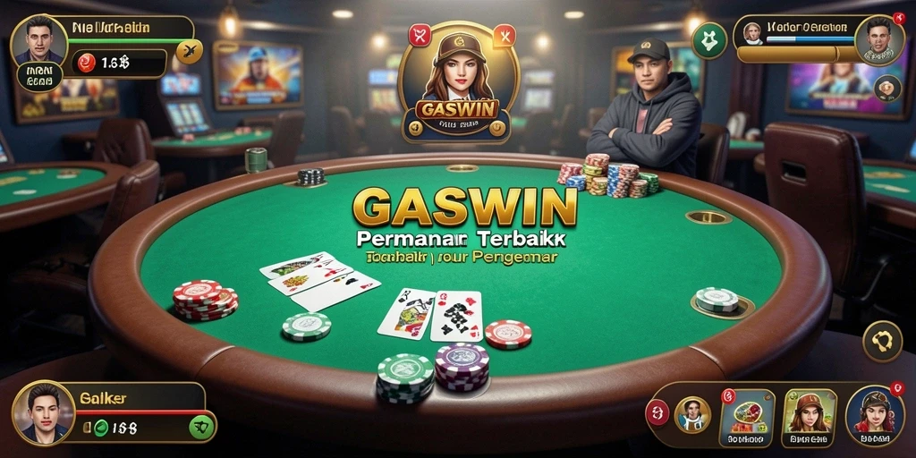 Tampilan gameplay seru dalam aplikasi GASWIN dengan suasana permainan Poker.