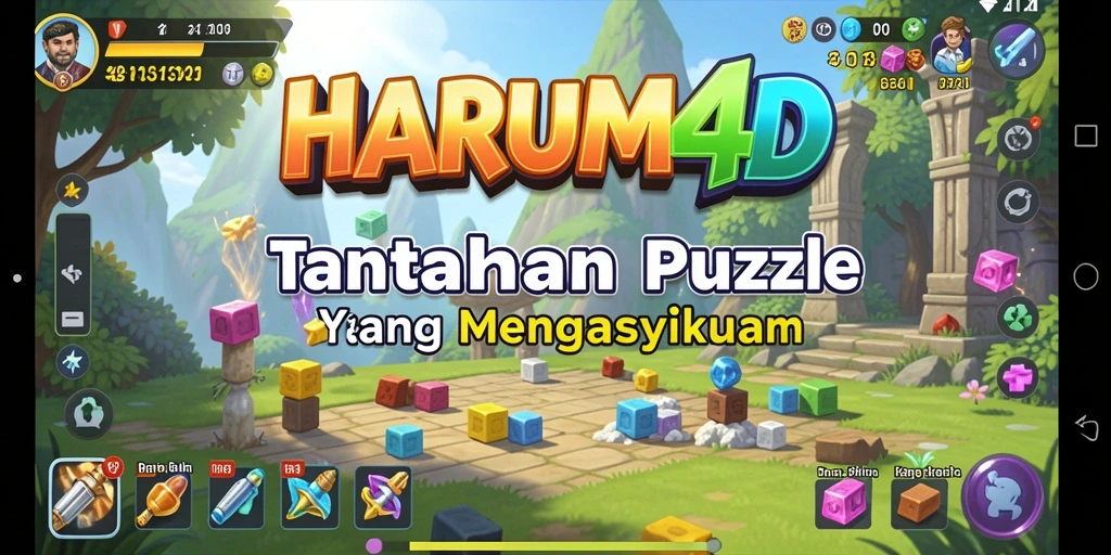 Tampilan permainan Puzzle yang berwarna-warni dan menarik di HARUM4D.