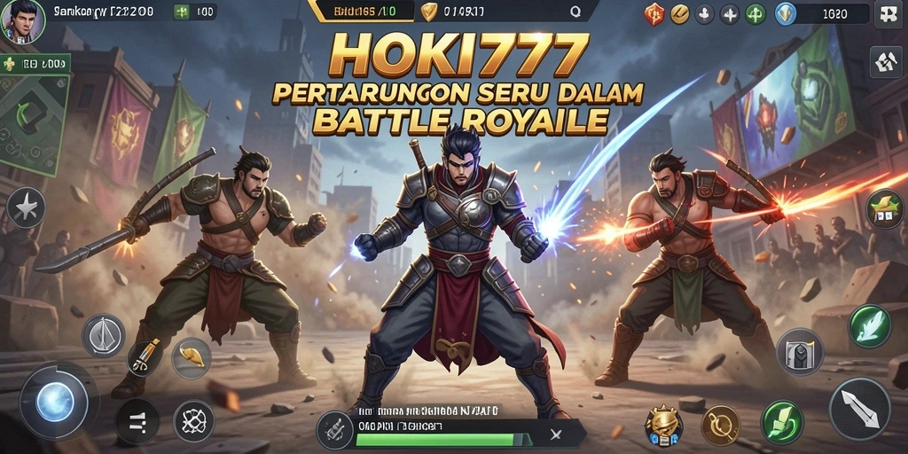 Gameplay HOKI777 menampilkan aksi seru di medan perang Battle Royale.
