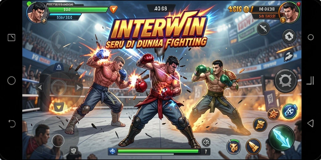 Tampilan gameplay action-packed dari INTERWIN yang menampilkan pertarungan seru.