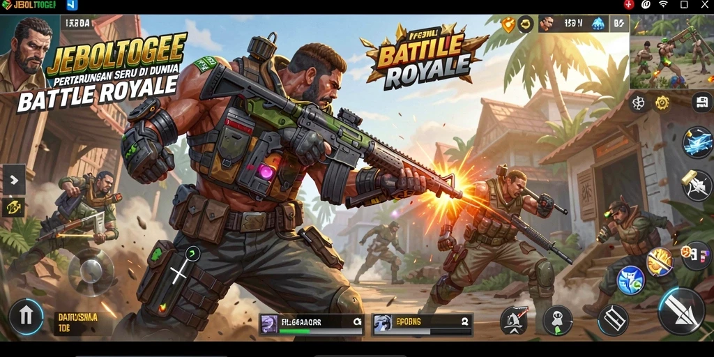 Tampilan gameplay Battle Royale yang mendebarkan di JEBOLTOGEL.