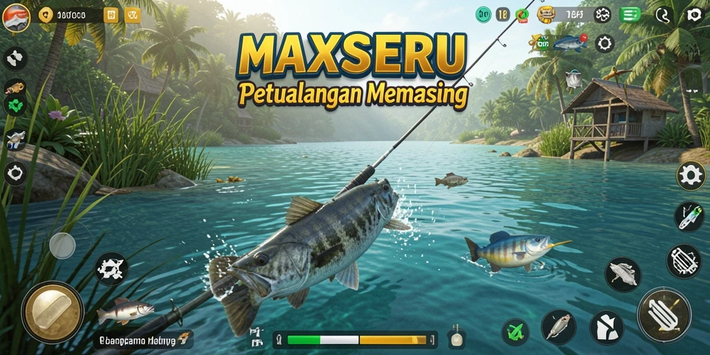Tampilan gameplay yang seru saat menangkap ikan di MAXSERU.