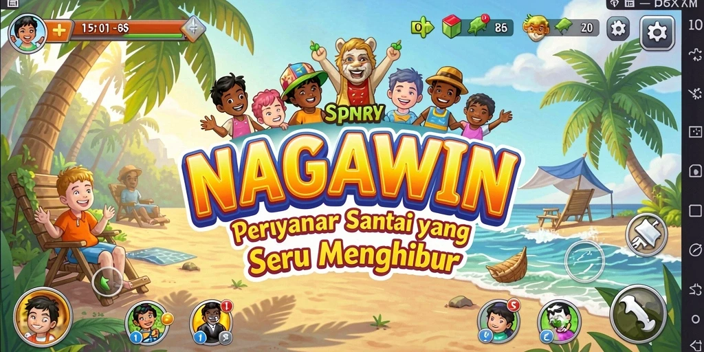 Tampilan gameplay NAGAWIN yang penuh warna dan seru.