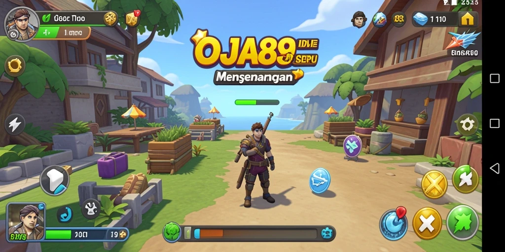 Tampilan gameplay OJA89 menampilkan karakter yang aktif dan mengumpulkan sumber daya.