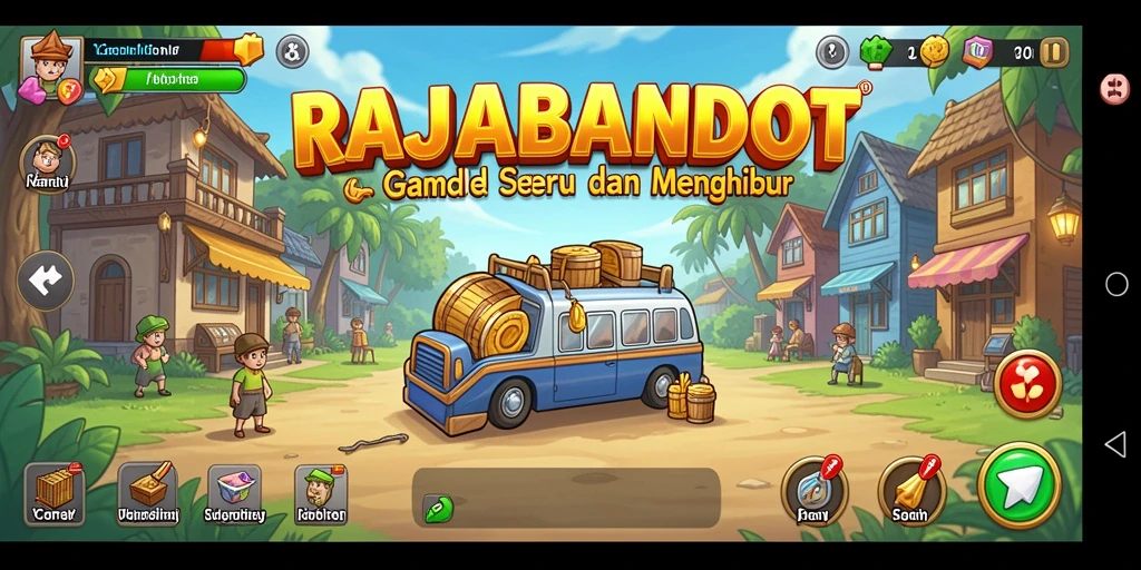Tampilan gameplay RAJABANDOT dengan berbagai karakter dan aktivitas idle.