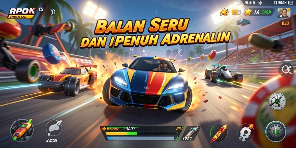 Tampilan gameplay balapan yang intens dan mendebarkan di RPOK.