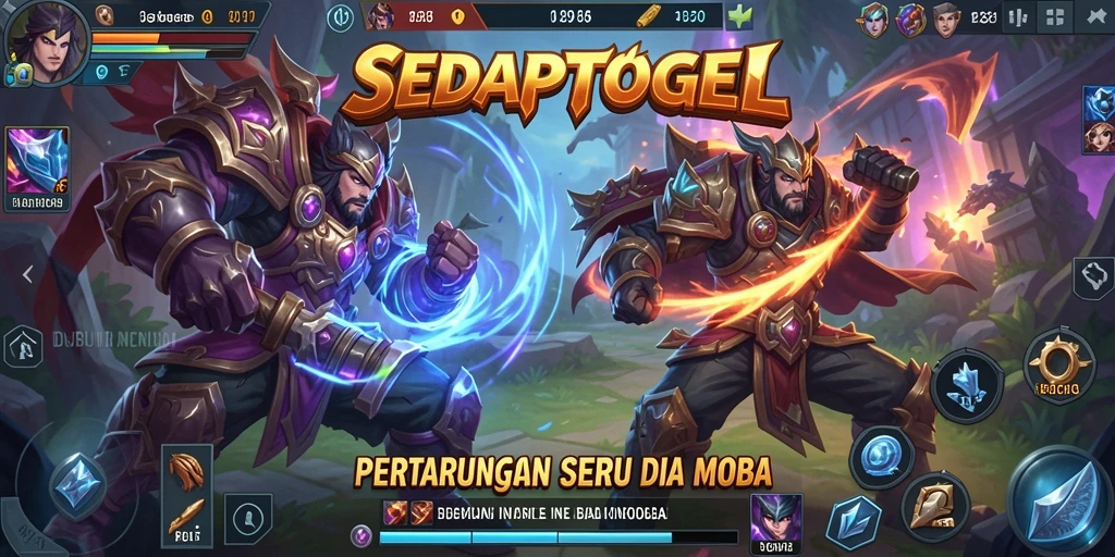 Tampilan aksi seru dalam permainan MOBA SEDAPTOGEL.