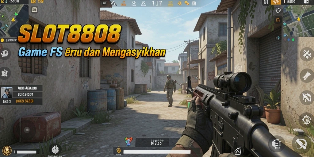 Tampilan gameplay mendebarkan dari SLOT8808 dalam aksi FPS.