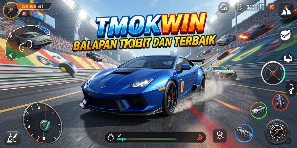 Screenshot gameplay TMOKWIN yang menampilkan aksi balapan mendebarkan.