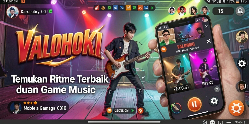 Tampilan gameplay VALOHOKI dengan antarmuka musik yang menarik.